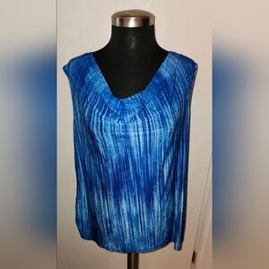 Sami & JO Round Neck Shades of Blue Relaxed Sleeveless Tank Top Blouse Shirt XL